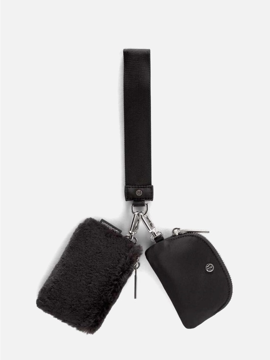 lululemon athletica Accessories - lululemon athletica Black Faux Fur Zip Pouch Keychain Set